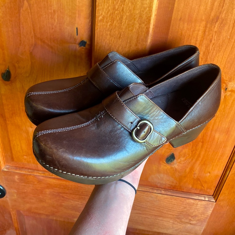 Dansko leather buckle slip on Tamara Clog